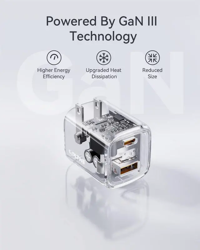 Alt view image 5 of 6 - VOLTME USB C Charger, 30W GaN III USB Wall Charger, 2 Port Compact Charging Block with Foldable Plug for iPhone 14 13 12 11 Pro Max Mini, Galaxy, Note, iPad Pro, Pixel