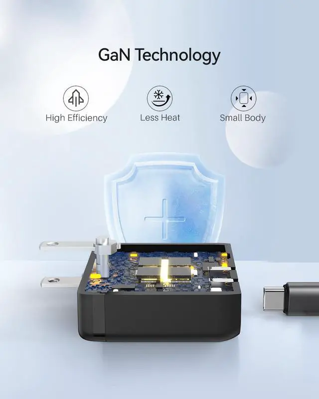 Alt view image 7 of 7 - K&ZZ USB C Charger 45W Super Fast Charger Dual Type C Wall Charger Block Foldable PD USB-C GaN Chargers for iPhone 15/ 15Pro, Galaxy S23 Ultra/ S22/ Note, MacBook, iPad