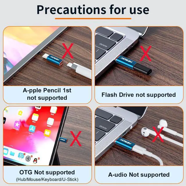Alt view image 5 of 7 - Light-ning to USB C Adapter 2 Pack,PD27W/66W/QC100W Fast Charging Data Transfer,Light ning Female to Type-C Male for i-Phone15 16 Series/i-Pad Pro/G-alaxy/X-peria,Not for Audio/Headphone/OTG Blue