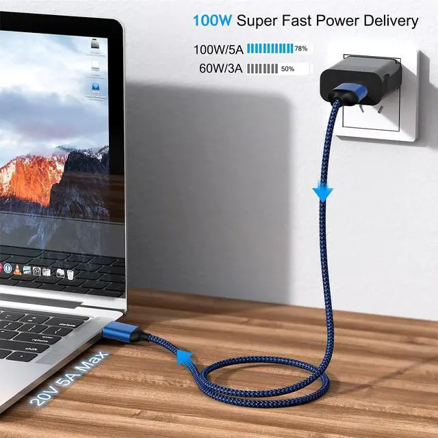 Alt view image 4 of 7 - USB Type C Cable 5Pack (3/3/6/6/10FT) Nylon Braided USB C Cable Fast Charger Charging Cord Compatible Samsung Galaxy S9 S8 Note 9 Note 8 Plus,LG V30 G6 G5 V20,Google Pixel, Moto Z2, iPad 2021and More