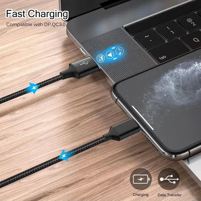 Alt view image 3 of 7 - USB Type C Cable 5Pack (3/3/6/6/10FT) Nylon Braided USB C Cable Fast Charger Charging Cord Compatible Samsung Galaxy S9 S8 Note 9 Note 8 Plus,LG V30 G6 G5 V20,Google Pixel, Moto Z2, iPad 2021and More