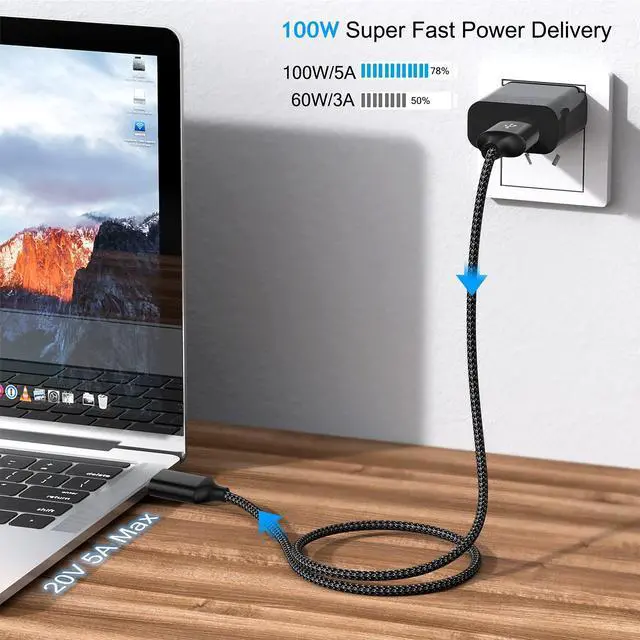 Alt view image 4 of 7 - USB Type C Cable 5Pack (3/3/6/6/10FT) Nylon Braided USB C Cable Fast Charger Charging Cord Compatible Samsung Galaxy S9 S8 Note 9 Note 8 Plus,LG V30 G6 G5 V20,Google Pixel, Moto Z2, iPad 2021and More