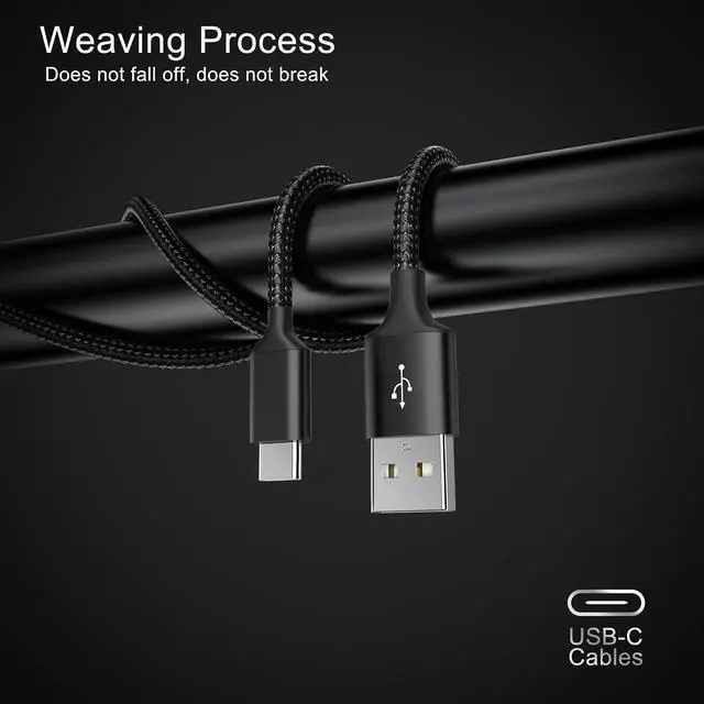 Alt view image 5 of 7 - USB Type C Cable 5Pack (3/3/6/6/10FT) Nylon Braided USB C Cable Fast Charger Charging Cord Compatible Samsung Galaxy S9 S8 Note 9 Note 8 Plus,LG V30 G6 G5 V20,Google Pixel, Moto Z2, iPad 2021and More