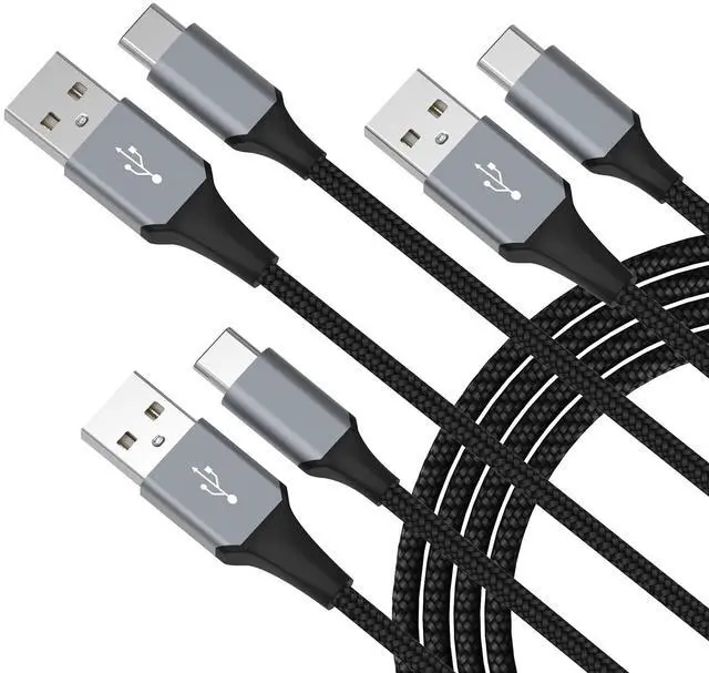 Main image of Hrbzo USB C Cable 3-Pack(3ft/6ft/6ft), USB A to USB C Fast Charger Cord Nylon Braided Compatible with 16/15/Plus/Pro/Pro MaxGalaxy S25 S24 S23 S22 A51 S10 S9, and Other USB C Devices-Black