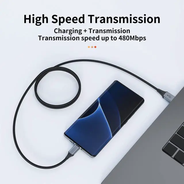Alt view image 4 of 7 - Hrbzo USB C Cable 3-Pack(3ft/6ft/6ft), USB A to USB C Fast Charger Cord Nylon Braided Compatible with 16/15/Plus/Pro/Pro MaxGalaxy S25 S24 S23 S22 A51 S10 S9, and Other USB C Devices-Black