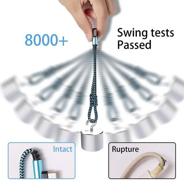 Alt view image 5 of 7 - Teeind USB Type C Cable 2.1A Fast Charging: [90 Degree/6ft/3Pack] Nylon USB C Cord Right Angle Compatible with Samsung Galaxy S23/S22/9/Note 10, USB C Charger-Blue/Magenta/Purple