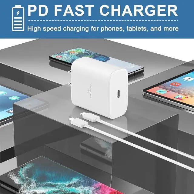 Alt view image 7 of 7 - 45W Samsung Charger Super Fast Charging USB C Super Fast Charger with 6FT Type C Charger Cable Cord for Samsung Galaxy S25/S24/S23/S22/S21/Ultra/Plus/FE,A55,A15,A16,Note 20/10,Z Fold/Z Flip/Galaxy Tab