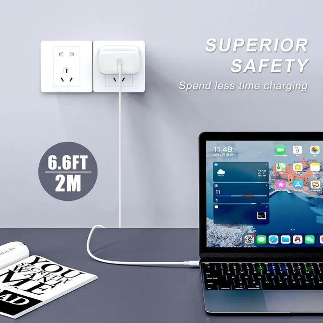 Alt view image 6 of 7 - iPhone 16 Pro Max Charger 45W USB C iPhone 16 Charger Block Fast Charging with 6.6FT Long Type C Cord Cable for iPhone 16 Pro/Pro Max/Plus, i-Pad Pro/Mini/Air, Galaxy S24/S23/S22Ultra