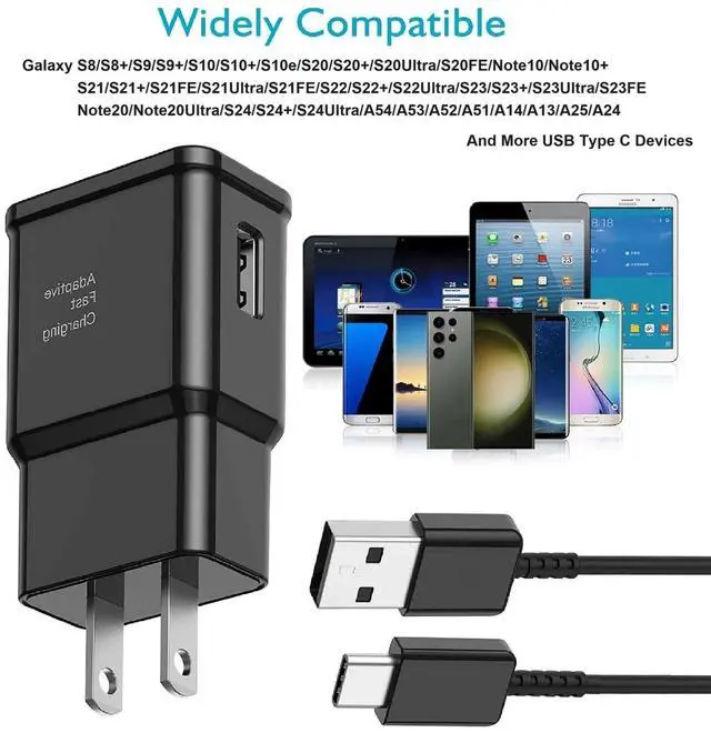 Alt view image 6 of 7 - A15 A16 A55 A25 A35 A05 C55 Type C Charger Fast Charging Type C Cable 6FT USB Wall Charger Block Android Phone Charger for Samsung Galaxy S10/S10+/S20/S20/S21/S22+/S23/S24/S25/Plus/Ultra/FE,Note 10/20