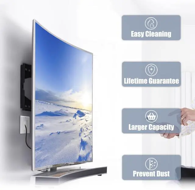 Alt view image 6 of 7 - VCE Brush Wall Plate Cable Pass Through with Bracket, Decorator Cover for Low Voltage Cables - White, 2-Pack