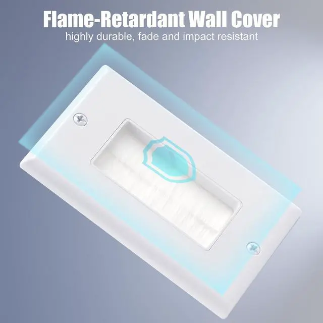 Alt view image 3 of 7 - VCE Brush Wall Plate Cable Pass Through with Bracket, Decorator Cover for Low Voltage Cables - White, 2-Pack