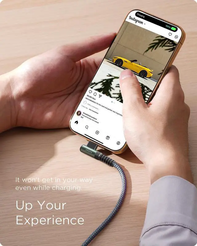 Alt view image 3 of 7 - AINOPE USB C Cable [2-Pack, 6.6ft] 3.1A Type C Charger Fast Charging, Right Angle USB to USB C Cable Braided USBC Charger for Galaxy S10+ S10 S9, Note 10 9, LG V30, Moto, iPhone 16 15 Cord Type C