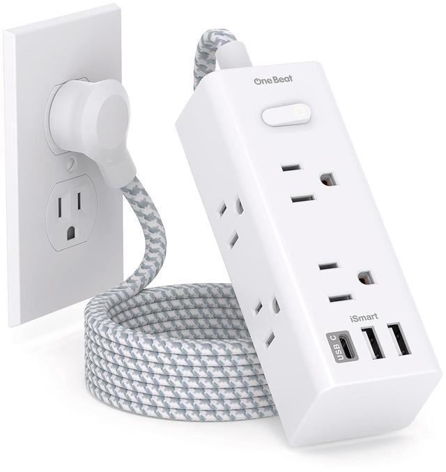 Main image of Power Strip Surge Protector - One Beat 6 Widely Outlets with 3 USB Ports (1 USB C), 5 Ft Extension Cord Flat Plug, Wall Mount Outlet Extender Small Power Strip for Travel Home Office College Dorm Room