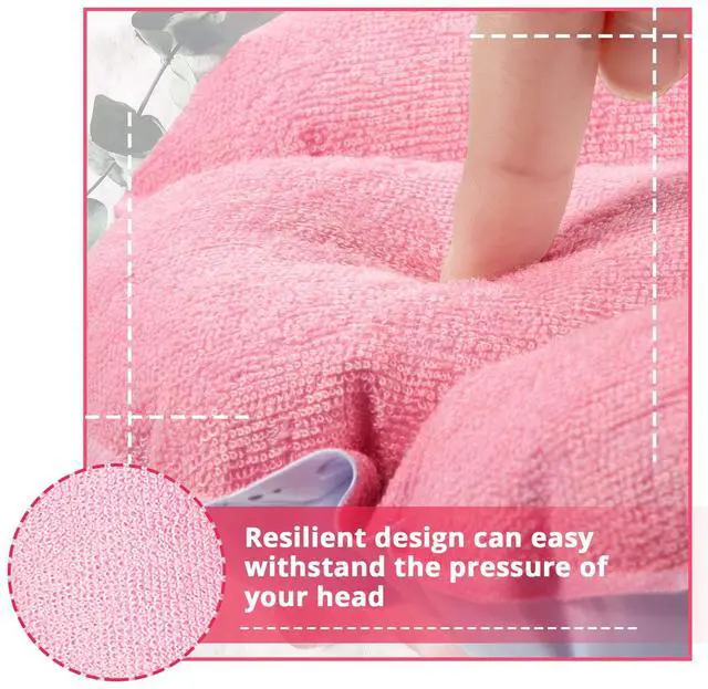 Alt view image 5 of 7 - Jetec 3 Pieces Inflatable Bath Pillow with Suction Cups, Terry Cloth Covered Shell Shape Bathtub Spa Pillow Comfortable Soft Cushion, Neck Support(Pink, Green, White)