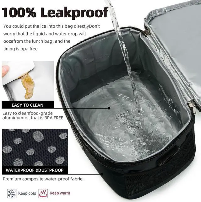 Alt view image 3 of 7 - BEIMILY Lunch Box for Men/Women, Small Insulated Lunch Bag, Leak-Proof Soft Cooler Tote Bag, Reusable LunchBox for Work, Travel, Fitness, Picnic with Adjustable Shoulder Strap for Adults (Black)