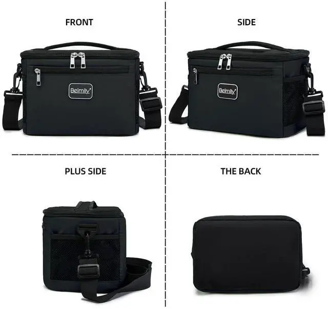 Alt view image 6 of 7 - BEIMILY Lunch Box for Men/Women, Small Insulated Lunch Bag, Leak-Proof Soft Cooler Tote Bag, Reusable LunchBox for Work, Travel, Fitness, Picnic with Adjustable Shoulder Strap for Adults (Black)