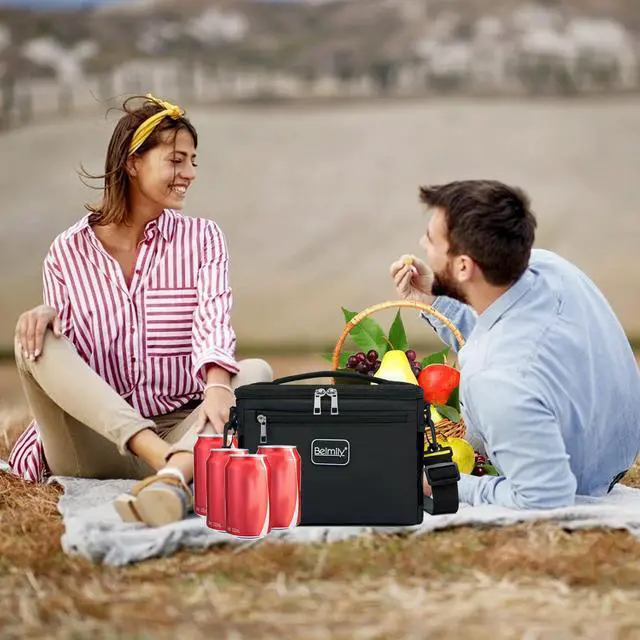Alt view image 7 of 7 - BEIMILY Lunch Box for Men/Women, Small Insulated Lunch Bag, Leak-Proof Soft Cooler Tote Bag, Reusable LunchBox for Work, Travel, Fitness, Picnic with Adjustable Shoulder Strap for Adults (Black)