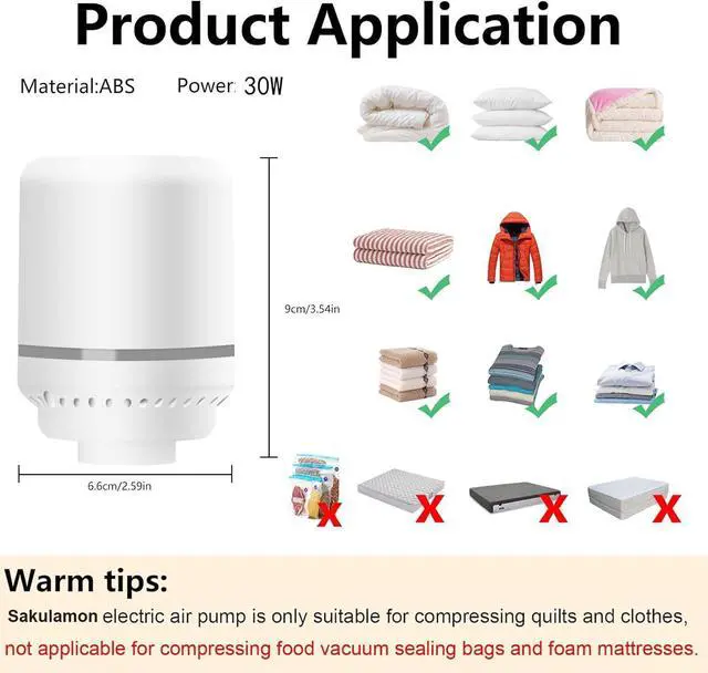 Alt view image 3 of 7 - Electric Vacuum Pump for Bags - Portable, Fits Most Vacuum Seal Bags (Storage Bag Not Included)