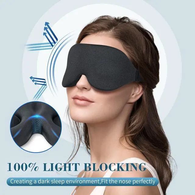 Alt view image 2 of 7 - ZGGCD Sleep Mask for Side Sleeper, Light Blocking Sleeping Eye Mask for Women Men, 3D Contoured Cup Night Blindfold, Luxury Eye Cover Eyeshade with Adjustable Strap for Travel, Nap, Black