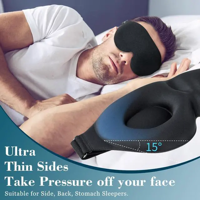 Alt view image 3 of 7 - ZGGCD Sleep Mask for Side Sleeper, Light Blocking Sleeping Eye Mask for Women Men, 3D Contoured Cup Night Blindfold, Luxury Eye Cover Eyeshade with Adjustable Strap for Travel, Nap, Black