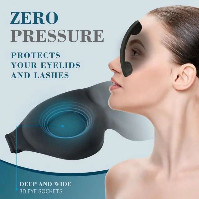 Alt view image 4 of 7 - ZGGCD Sleep Mask for Side Sleeper, Light Blocking Sleeping Eye Mask for Women Men, 3D Contoured Cup Night Blindfold, Luxury Eye Cover Eyeshade with Adjustable Strap for Travel, Nap, Black