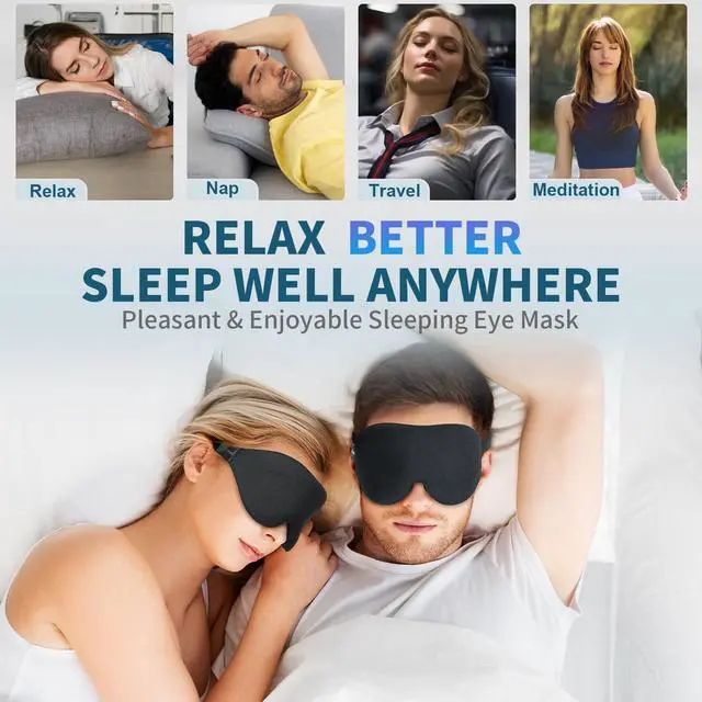 Alt view image 7 of 7 - ZGGCD Sleep Mask for Side Sleeper, Light Blocking Sleeping Eye Mask for Women Men, 3D Contoured Cup Night Blindfold, Luxury Eye Cover Eyeshade with Adjustable Strap for Travel, Nap, Black