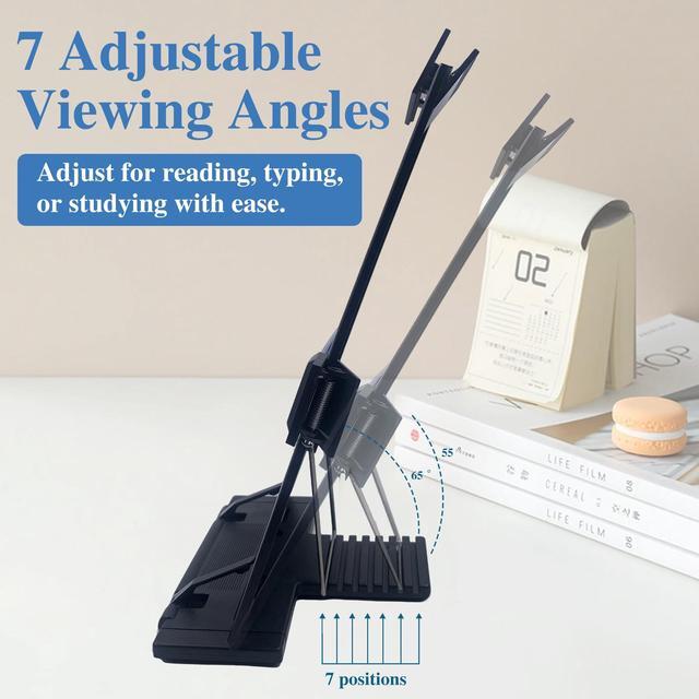 Alt view image 2 of 7 - Keenjorika Desktop Document Book Holder with 7 Adjustable Positions, Black Document Holder for Desk, Paper Holder Copy Stand Holder for Speech, Paper Holder Stand for Desk Typing, Angle Adjustable