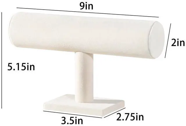 Alt view image 7 of 7 - NobleKey T-Bar Bracelet Holder Stand, Bracelet Jewelry Organizer Stand, Bangle Bracelet Watch Display for Selling, Scrunchie Hair Ties Jewelry Storage Rack for Women (1 tier beige)