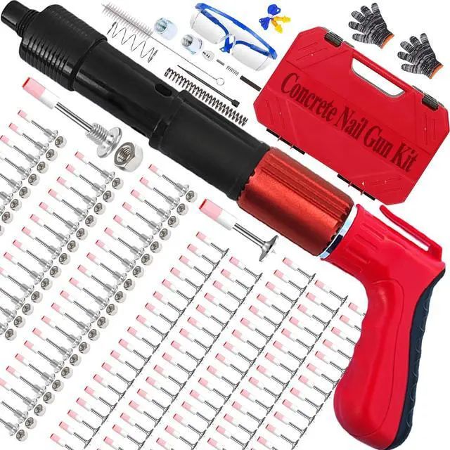 Main image of DLronwey Concrete Nail Gun Kit with 120pcs Nails,5 Speed Adjustable Manual Mini Steel Nail Gun,Portable Nailer Gun, Wood working and Decoration- Built in Air Nailer for Red Brick Walls,Concrete Walls