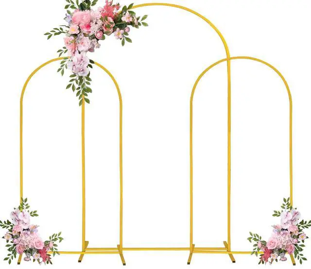 Main image of Arch Backdrop Stand 7.2FT, 6FT, 6FT Set of 3 Gold Wedding Arch Stand Balloon Arch Stand Stable Metal Arch Backdrop Frame for Wedding Ceremony Birthday Party Bridal Baby Shower Banquet Decoration