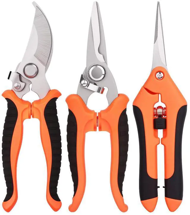 Main image of 3 Pcs Garden Pruning Shears, Stainless Steel Gardening Scissors | Lightweight design, ideal for extended periods of fruit picking, garden pruning, flower care, and trimming small plants