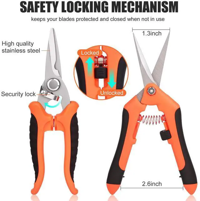 Alt view image 4 of 6 - 3 Pcs Garden Pruning Shears, Stainless Steel Gardening Scissors | Lightweight design, ideal for extended periods of fruit picking, garden pruning, flower care, and trimming small plants
