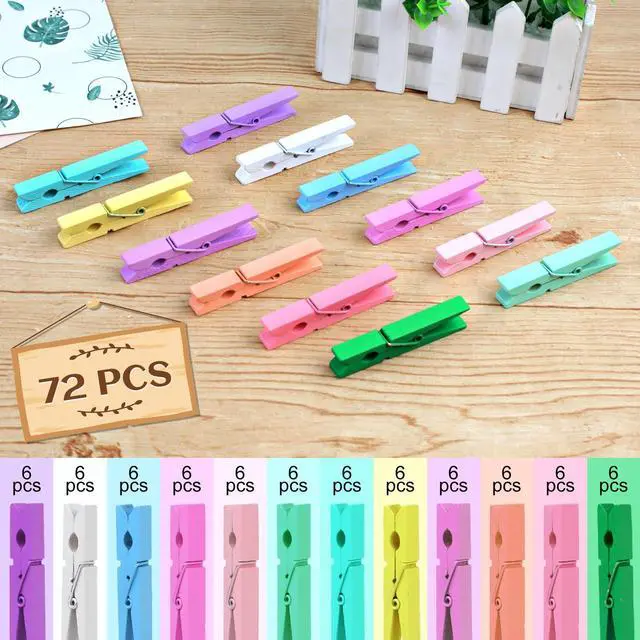 Alt view image 5 of 7 - 72 Pcs Wooden Clothes Pins, 2.9 Inch Clothes Pins for Hanging Clothes, Pictures, Photos, Classroom, Crafts, Decoration, Colorful Clothespins Heavy Duty(Pastel Color)