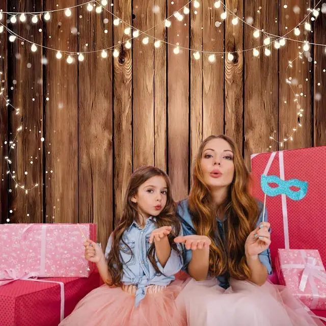 Alt view image 5 of 7 - Wood Photo Backdrop for Photoshoot 7x5ft Brown Rustic Wood Photography Backdrops Birthday Newborn Party Wooden Background Decorations Banner Photo Props Polyester Fabric