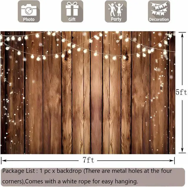Alt view image 4 of 7 - Wood Photo Backdrop for Photoshoot 7x5ft Brown Rustic Wood Photography Backdrops Birthday Newborn Party Wooden Background Decorations Banner Photo Props Polyester Fabric