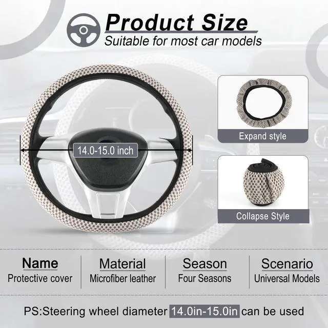 Alt view image 2 of 5 - alpmosn Elastic Stretch Steering Wheel Cover, Breathable Microfiber Ice Silk, Anti-Slip, Odorless, Easy Carry, Universal Interior Accessories Steering Wheel Cover for Women & Men (Grey)