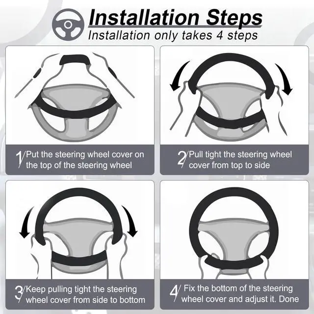 Alt view image 4 of 5 - alpmosn Elastic Stretch Steering Wheel Cover, Breathable Microfiber Ice Silk, Anti-Slip, Odorless, Easy Carry, Universal Interior Accessories Steering Wheel Cover for Women & Men (Grey)