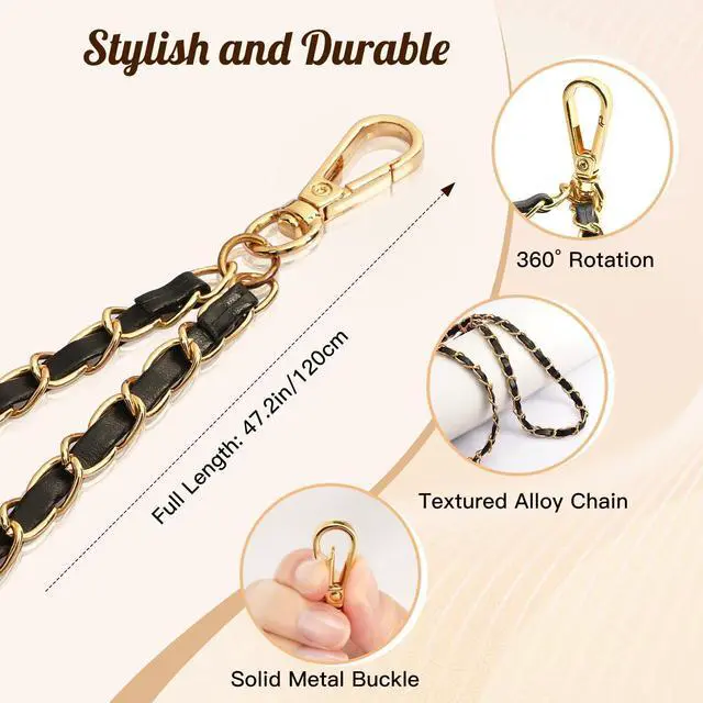 Alt view image 2 of 7 - TiMOVO Universal Phone Lanyard, Metal Cell Phone Chain Anti-Theft Crossbody Strap for iPhone 16, 15 and Most Smartphones, Cell Phone Neck Holder for Women, Gold & Black