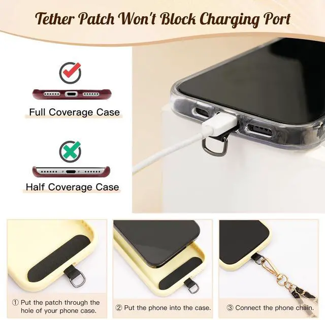 Alt view image 3 of 7 - TiMOVO Universal Phone Lanyard, Metal Cell Phone Chain Anti-Theft Crossbody Strap for iPhone 16, 15 and Most Smartphones, Cell Phone Neck Holder for Women, Gold & Black