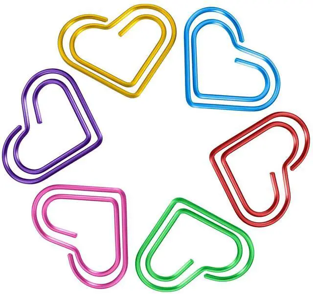 Alt view image 3 of 6 - 105 Pieces Colorful Paper Clips Metal Heart Shaped Paperclips Cute Fancy Multicolor Small Love Shaped Paper Clips Bulk for Office Stationery, School Supplies, Document Note Sorting, Wedding Decoration
