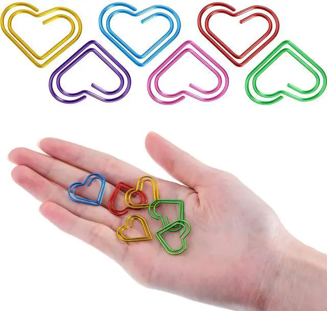 Alt view image 4 of 6 - 105 Pieces Colorful Paper Clips Metal Heart Shaped Paperclips Cute Fancy Multicolor Small Love Shaped Paper Clips Bulk for Office Stationery, School Supplies, Document Note Sorting, Wedding Decoration