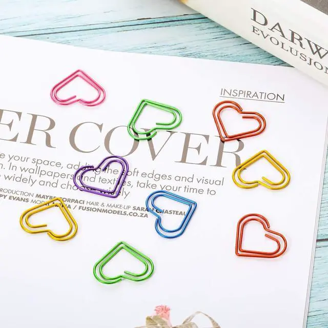 Alt view image 5 of 6 - 105 Pieces Colorful Paper Clips Metal Heart Shaped Paperclips Cute Fancy Multicolor Small Love Shaped Paper Clips Bulk for Office Stationery, School Supplies, Document Note Sorting, Wedding Decoration