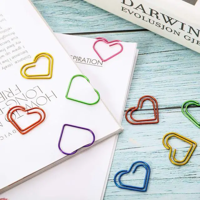 Alt view image 6 of 6 - 105 Pieces Colorful Paper Clips Metal Heart Shaped Paperclips Cute Fancy Multicolor Small Love Shaped Paper Clips Bulk for Office Stationery, School Supplies, Document Note Sorting, Wedding Decoration