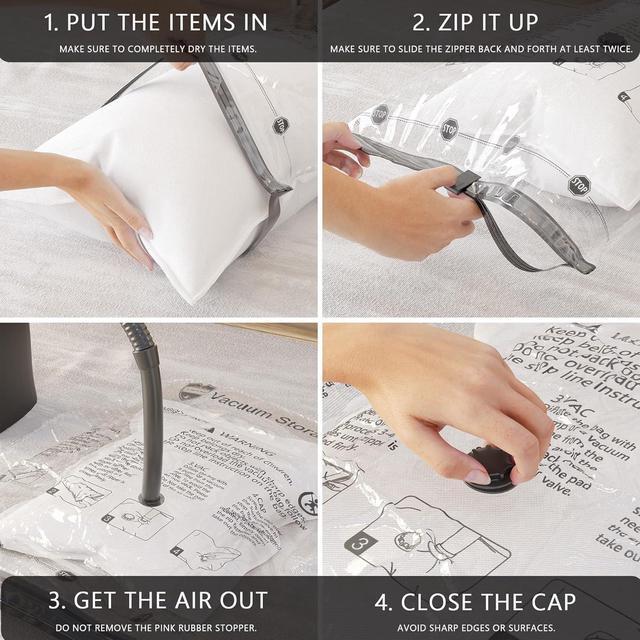 Alt view image 3 of 6 - SUOCO 8 Jumbo Vacuum Storage Bags, Vacuum Seal Bags for Clothing, Travel Space Saver Bags for Luggage Clothes Pillows Comforters Blankets Bedding