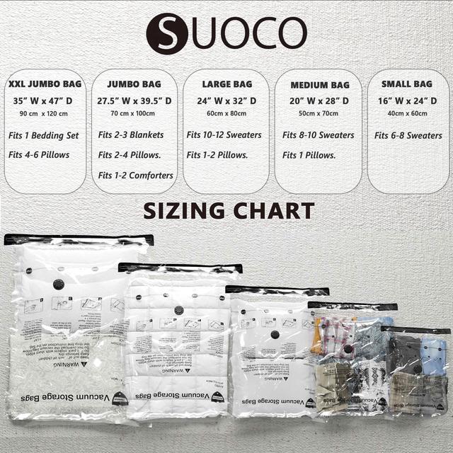 Alt view image 2 of 6 - SUOCO 8 Jumbo Vacuum Storage Bags, Vacuum Seal Bags for Clothing, Travel Space Saver Bags for Luggage Clothes Pillows Comforters Blankets Bedding