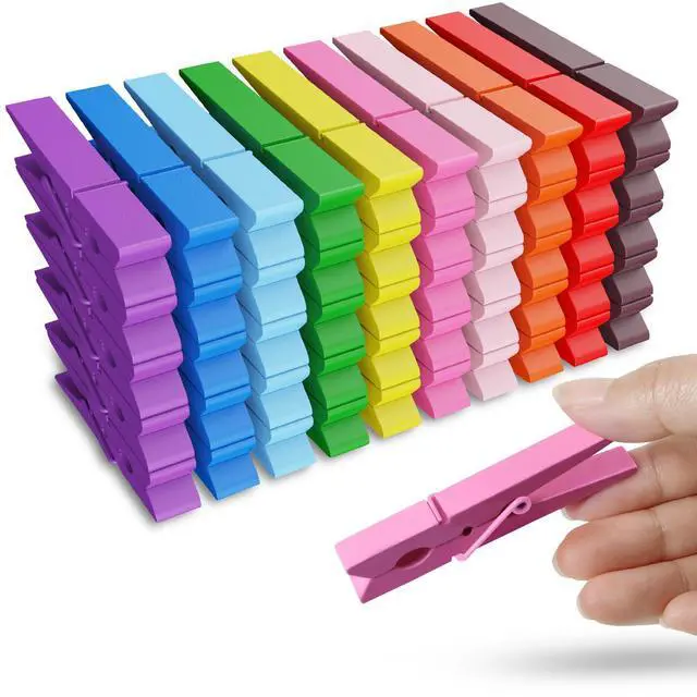 Main image of 50PCS Colored Wooden Clothespins, 2.9inch 10 Color Clothes Pins for Clip Pictures Photos Decorative, Small Colorful Wood Decoration Closepins Clips,10 Color Each 5Pcs (Colored)