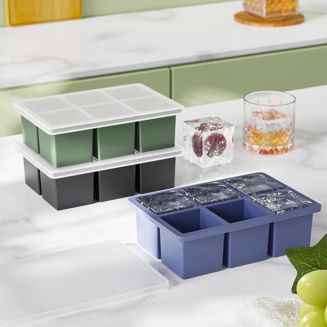 Alt view image 5 of 7 - Large Ice Cube Tray for Whiskey: 2inch Big Silicone Ice Trays with Lid for Whisky - 3Pack Old Fashioned Ice Cube Trays for Cocktail - Huge Square Cubed Bourbon Ice Cube Maker