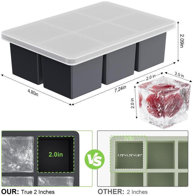 Alt view image 6 of 7 - Large Ice Cube Tray for Whiskey: 2inch Big Silicone Ice Trays with Lid for Whisky - 3Pack Old Fashioned Ice Cube Trays for Cocktail - Huge Square Cubed Bourbon Ice Cube Maker