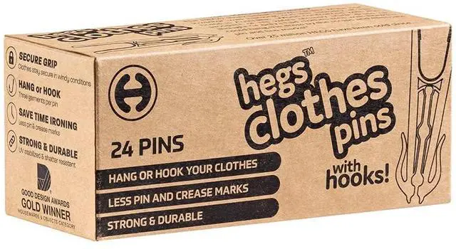 Alt view image 3 of 7 - Hegs - The Smartest Heavy Duty Clothespins with Hooks (24 Pack Orange, Pink, Blue) - Hang 3 Garments at Once with Our Tough, Dual Hooks Clothes Pins with Anti-Rust Spring - Tough, Colorful Clothespins