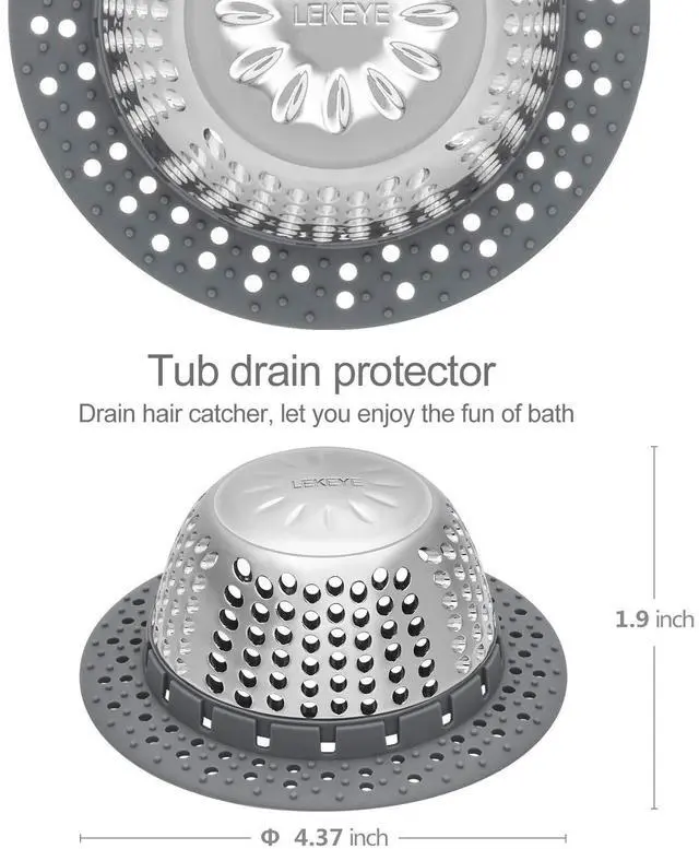Alt view image 3 of 7 - Drain Hair Catcher/Bathtub Drain Cover/Drain Protector for Pop-Up & Regular Drains(Patented Product)